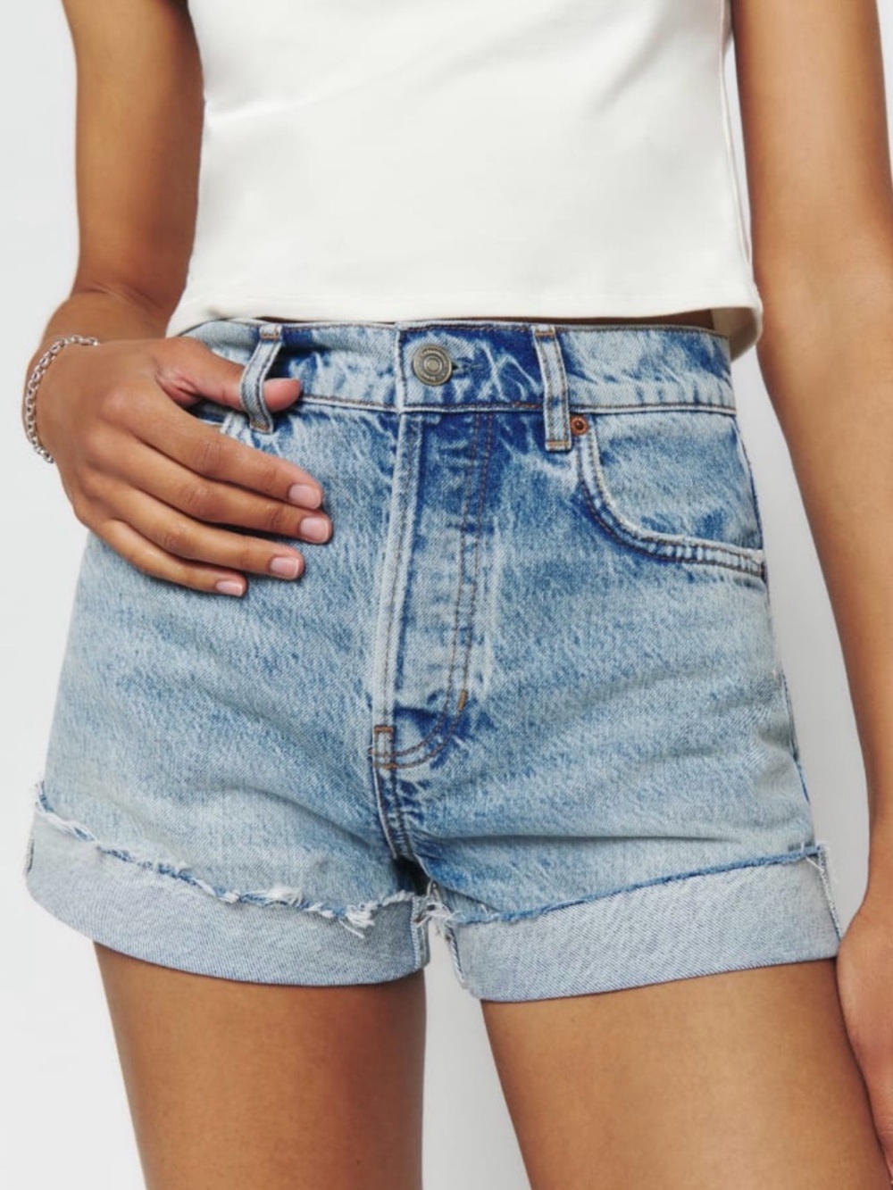 REFORMATION Size 28 • Charlene High Rise Jean Shorts.